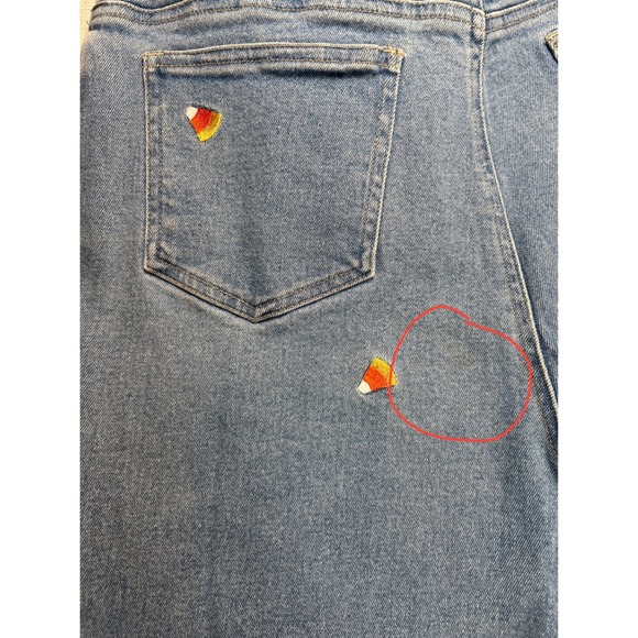 Quacker Factory Women Candy Corn Embroidered High Rise Straight Leg Jeans Size 8 - Picture 8 of 8
